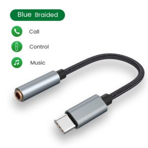 Type C to 3.5mm Earphone Jack AUX USB C Cable Headphones Adapter 3.5 Jack Audio cable For Huawei P20 Xiaomi Mi 10 - Grey