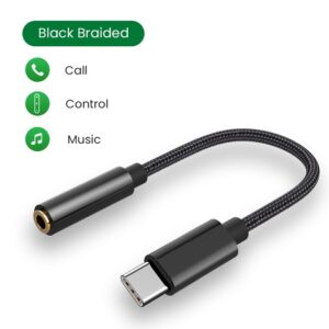 Type C to 3.5mm Earphone Jack AUX USB C Cable Headphones Adapter 3.5 Jack Audio cable For Huawei P20 Xiaomi Mi 10 - Black